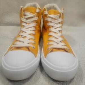 Women's High-Top Canvas Sneakers in Goldenrod/White  - Size 8